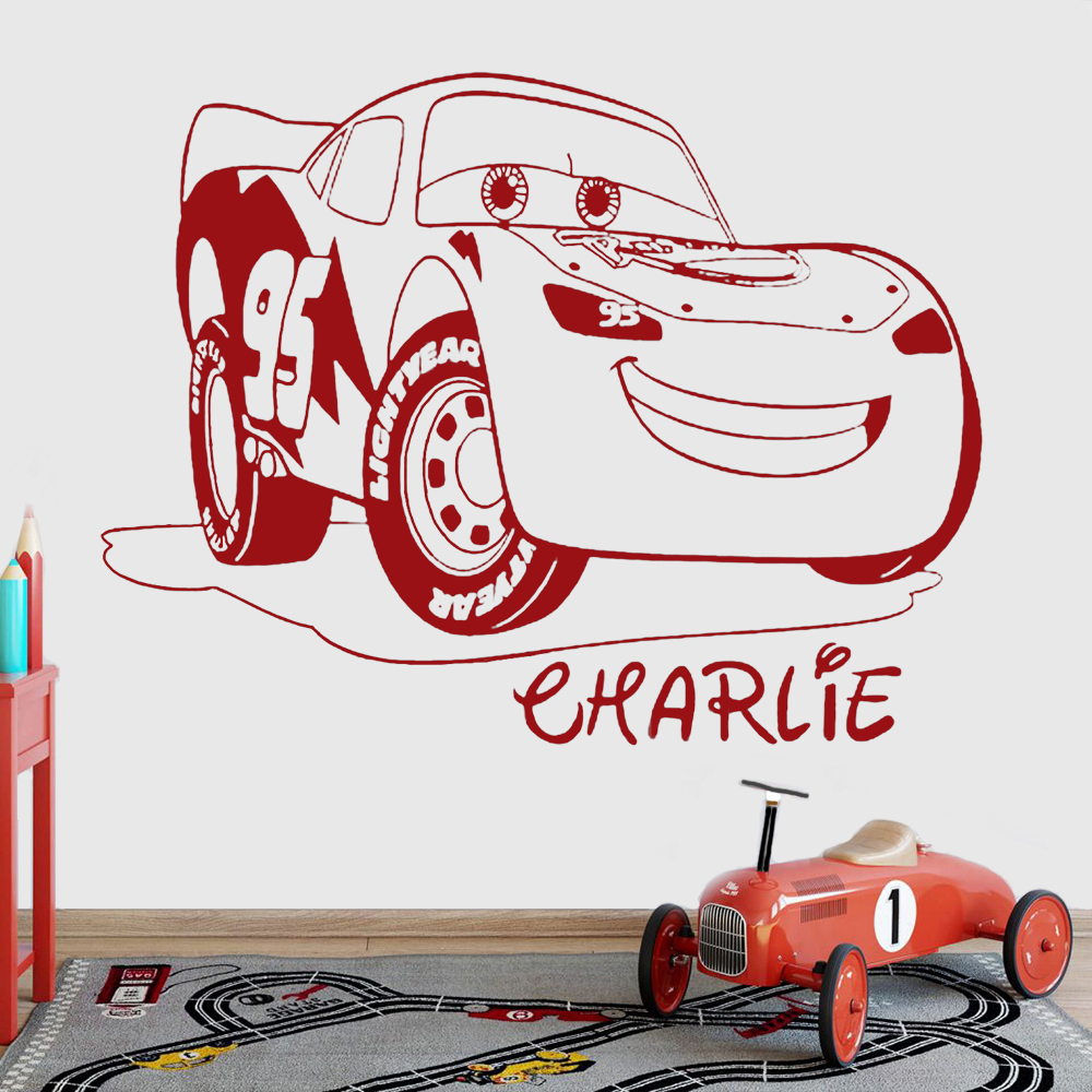 Lighting Mcqueen Decor - Nome personalizado decalques da parede dos