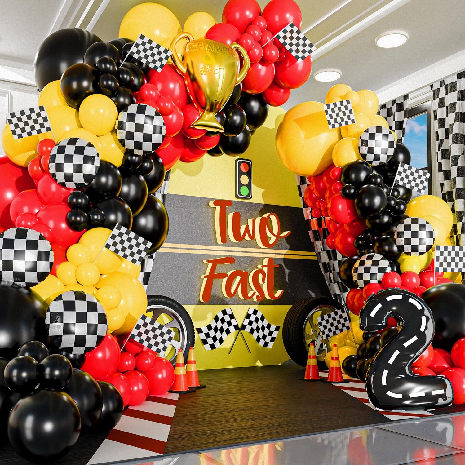 98 peças amarelo e preto tudo- - Lighting Mcqueen Decor avaliação e preço
