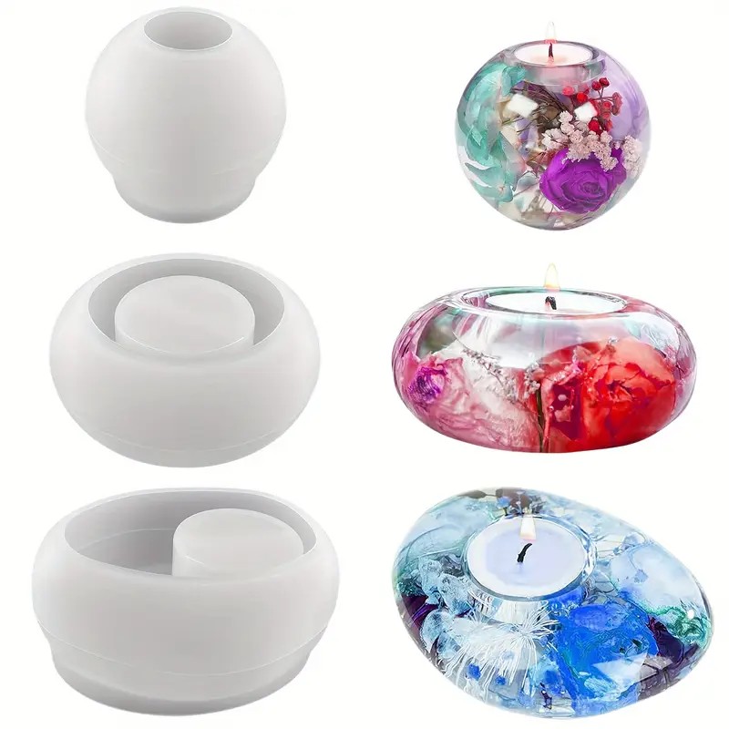 Molde de silicone de resina de - Candle Holder Set avaliação e preço