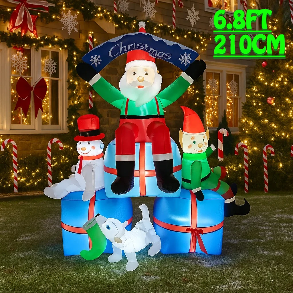 2.1m/6.8ft boneco de neve sant - Santa'S Elves Holiday Lighting & Decor Llc avaliação e preço