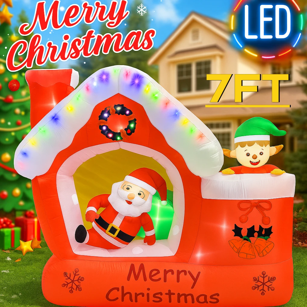 7ft gigante natal inflável pap - Santa'S Elves Holiday Lighting & Decor Llc avaliação e preço