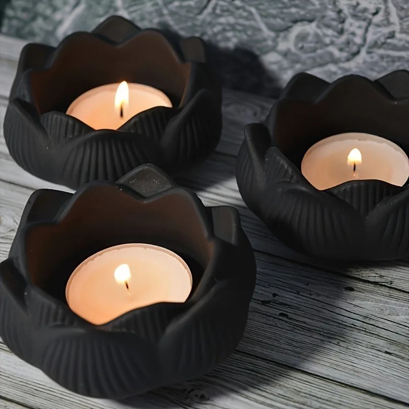 1pc diy flor de lótus moldes d - Candle Holder Set avaliação e preço