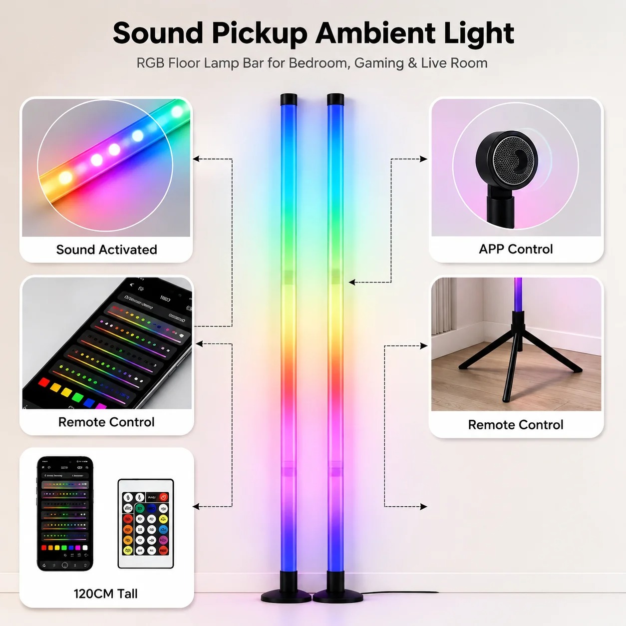 2PCS Luminária de Chão RGB de  - Lighting Decor For Room avaliação e preço